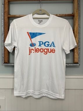 Youth PGA Junior league short sleeve performance shirt, size medium (10-12)